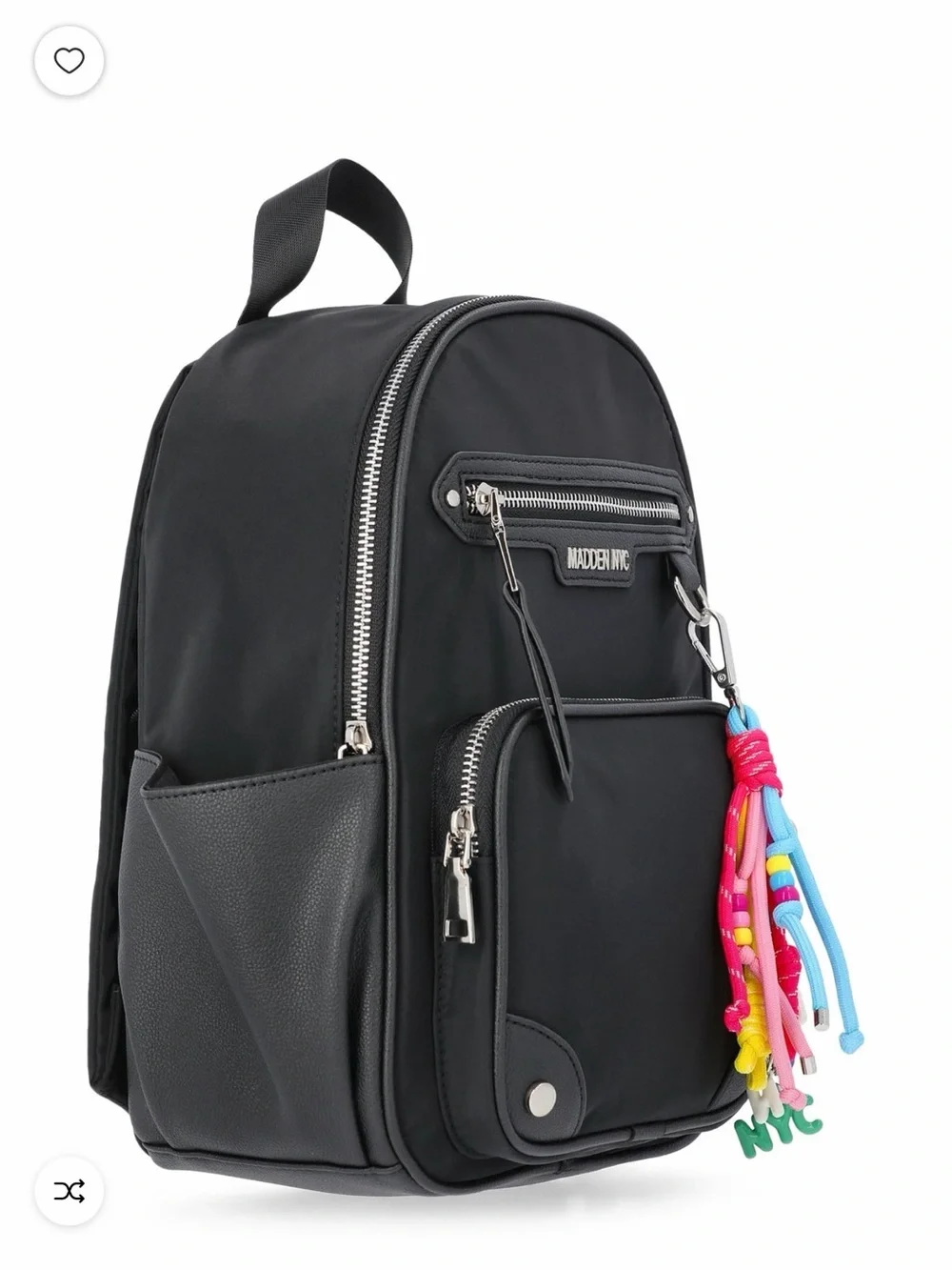 Matt & Nat Black Nylon Backpack with Colorful Tassel Charm